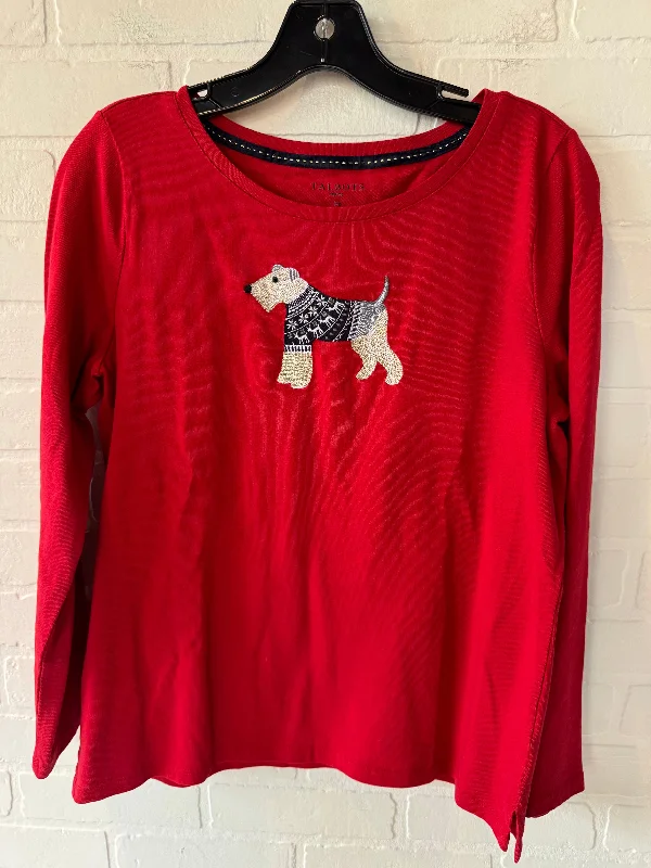 Top Long Sleeve By Talbots In Red, Size: Mp